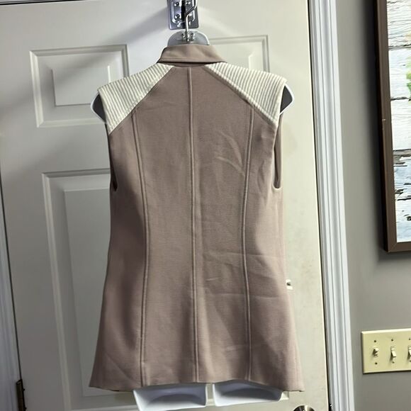 Wilfred Mauve Cream Sleeveless Classic Snap Up Zipper Accents Tunic Vest- XXS - Picture 10 of 14